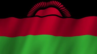 Malawi Bayrağı. Ulusal 3d Malawi bayrağı dalgalanıyor. Malawi 'nin rüzgarda dalgalanan görüntülerinin bayrağı. Malawi 4K Animasyon Bayrağı