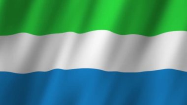 Sierra Leone bayrağı. Ulusal 3d Sierra Leone bayrağı dalgalanıyor. Sierra Leone 'nin rüzgarda dalgalanan görüntülerinin bayrağı. Sierra Leone 4K Animasyon Bayrağı