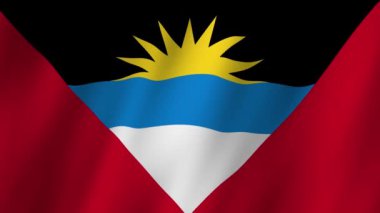 Antigua ve Barbuda Bayrağı. Ulusal 3d Antigua ve Barbuda bayrağı dalgalanıyor. Antigua ve Barbuda 'nın bayrağı rüzgarda sallanan video görüntüleri. Antigua ve Barbuda 4K Animasyon Bayrağı