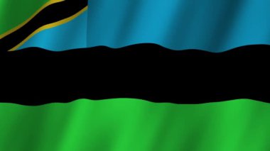 Zanzibar bayrağı. Ulusal 3d Zanzibar bayrağı dalgalanıyor. Rüzgarda sallanan Zanzibar görüntülerinin bayrağı. Zanzibar 4K Canlandırması Bayrağı