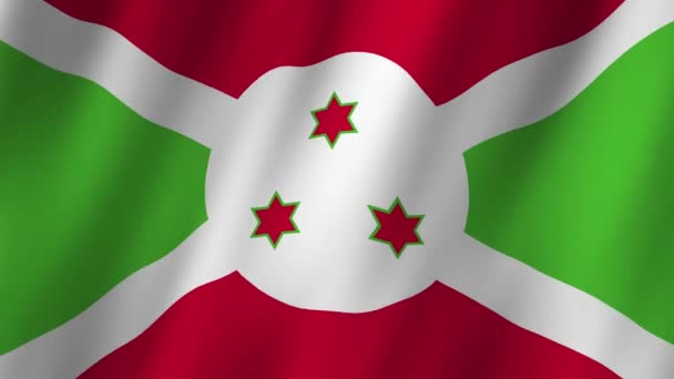 Burundi Zászló Nemzeti Burundi Zászló Lengett Burundi Zászlaja Videó Integet — Stock videók