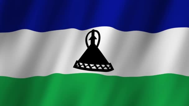 Lesotho Flag Nationell Lesotho Flagga Viftar Flagga Lesotho Video Viftar — Stockvideo