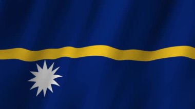 Nauru Bayrağı. Ulusal 3d Nauru bayrağı dalgalanıyor. Nauru 'nun rüzgarda dalgalanan görüntülerinin bayrağı. Nauru 4K Canlandırması Bayrağı