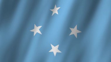Mikronezya Bayrağı. Ulusal 3d Mikronezya bayrağı dalgalanıyor. Mikronezya bayrağı rüzgarda dalgalanan video kaydı. Mikronezya 4K Canlandırması Bayrağı