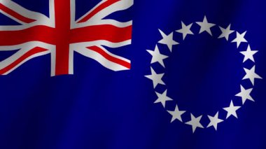 Cook Adaları Bayrağı. National 3d Cook Adaları bayrağı sallanıyor. Cook Adaları 'nın bayrağı rüzgarda sallanan video kaydı. Cook Adaları 4K Canlandırması Bayrağı