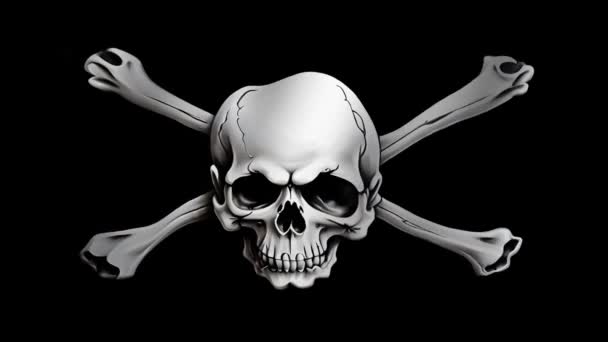Piratenflagge Nationale Piratenflagge Weht Piratenflaggen Wehen Wind Piratenflagge Animation — Stockvideo