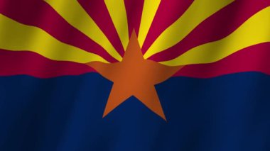 Arizona Bayrağı. Arizona Eyaleti Bayrak Dalgası. Arizona 'nın bayrağı rüzgarda sallanan video kaydı. Arizona 4K Animasyon Bayrağı