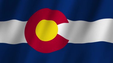 Colorado Bayrağı. Ulusal 3D Colorado bayrağı dalgalanıyor. Colorado 'nun bayrağı rüzgarda sallanan video görüntüsü. Colorado 4K Animasyon Bayrağı