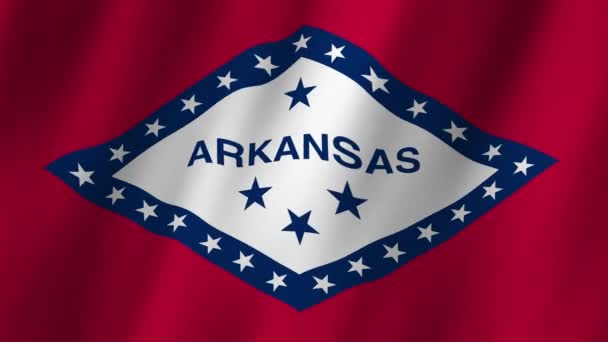 Флаг Арканзаса Флаг Штата Арканзас Видео Флагом Арканзаса Размахивающее Ветром — стоковое видео