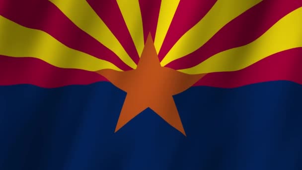 アリゾナの国旗 アリゾナ州旗飛行 アリゾナ州のフラッグ ビデオが風に揺れている アリゾナの国旗 アニメーション — ストック動画