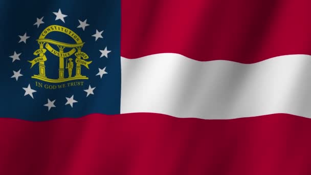 Флаг Джорджии Грузия Машет Флагом Видеозапись Флагом Штата Джорджия Размахивающая — стоковое видео
