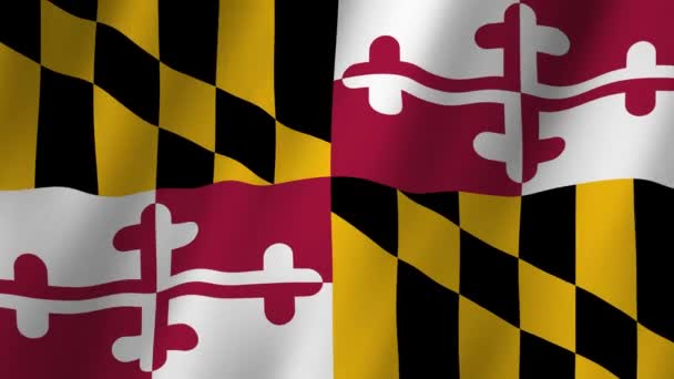 メリーランド州旗 メリーランド州旗 メリーランド州のフラッグビデオが風に揺れている メリーランド州の国旗 4Kアニメーション — ストック動画