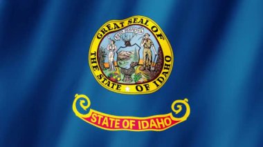 Idaho bayrağı. Idaho Eyaleti Bayrak Dalgası. Idaho 'nun rüzgarda dalgalanan video kaydı bayrağı. Idaho 4K Canlandırma Bayrağı
