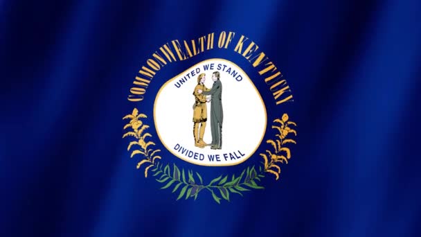 ケンタッキー州旗 ケンタッキー州旗の編成 ケンタッキー州のフラッグビデオが風に揺れている ケンタッキー州の4Kアニメーションの旗 — ストック動画