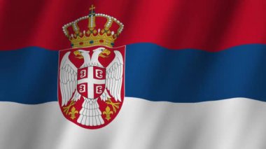 Sırbistan Bayrağı. Ulusal 3d Sırbistan bayrağı dalgalanıyor. Sırbistan bayrağı rüzgarda sallanan bir video görüntüsü. Sırbistan Bayrağı 4K Canlandırma