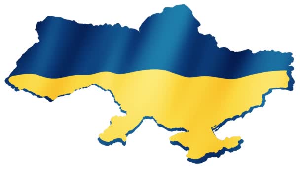 Obrysová Mapa Ukrajiny Ukrajinská Mapa Vlající Vlajkou Vlajka Ukrajiny Video — Stock video