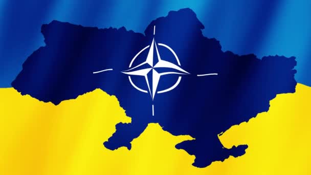 Ukrajinsko Nato Vlajky Vlajky Nato Ukrajina Mávají Vlajky Nato Ukrajině — Stock video