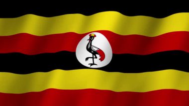 Uganda bayrağı. Ulusal 3d Uganda bayrağı dalgalanıyor. Uganda 'nın rüzgarda dalgalanan video kaydı bayrağı. Uganda 4K Canlandırması Bayrağı