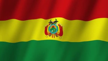 Bolivya Bayrağı. Ulusal 3 boyutlu Bolivya bayrağı dalgalanması. Bolivya bayrağı rüzgarda sallanan video görüntüleri. Bolivya 4K Canlandırması Bayrağı