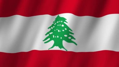 Lübnan Bayrağı. Ulusal 3 boyutlu Lübnan bayrağı dalgalanıyor. Lübnan bayrağı rüzgarda sallanan video görüntüsü. Lübnan 4K Animasyon Bayrağı