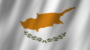Kıbrıs Bayrağı. Ulusal 3d Kıbrıs bayrağı dalgalanıyor. Kıbrıs Rum Kesimi 'nin bayrağı rüzgarda sallanan video kaydı. Kıbrıs 4K Canlandırması Bayrağı