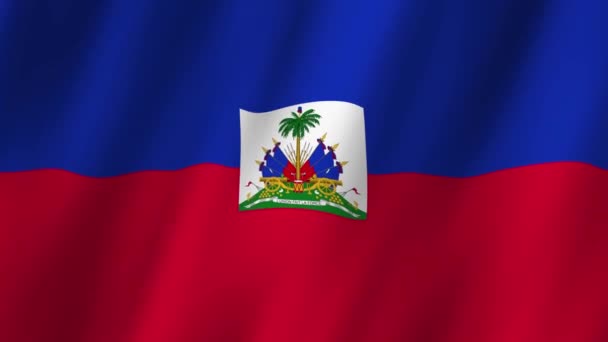 Bandera Haití Bandera Nacional Haití Ondeando Vídeo Bandera Haití Ondeando — Vídeos de Stock