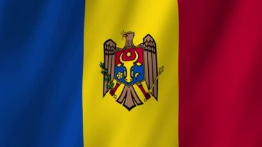 Moldova Bayrağı. Ulusal 3d Moldova bayrağı dalgalanıyor. Moldova 'nın rüzgarda dalgalanan görüntülerinin bayrağı. Moldova 4K Canlandırması Bayrağı