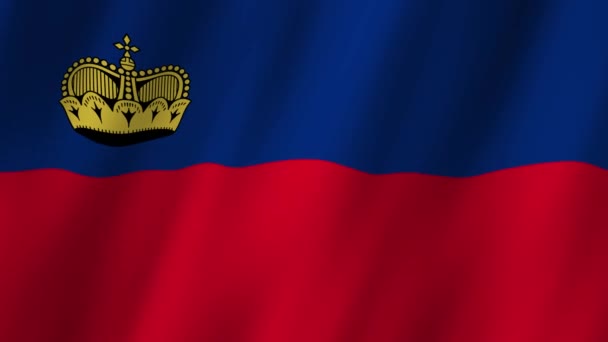 Lihtenştayn Bayrağı Ulusal Liechtenstein Bayrağı Dalgalanıyor Rüzgarda Dalgalanan Liechtenstein Görüntülerinin — Stok video