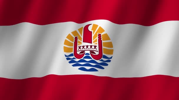 Francouzská Polynéská Vlajka Národní Francouzská Polynésie Vlajka Mává Vlajka Francouzského — Stock video