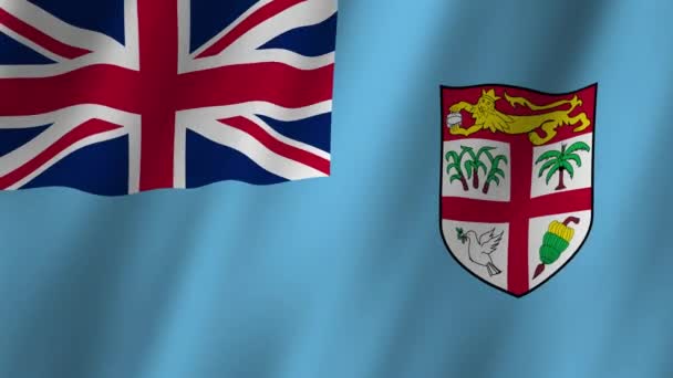 Fidzsi Zászló Nemzeti Fidzsi Zászló Lengett Fidzsi Szigeteki Videó Zászlaja — Stock videók