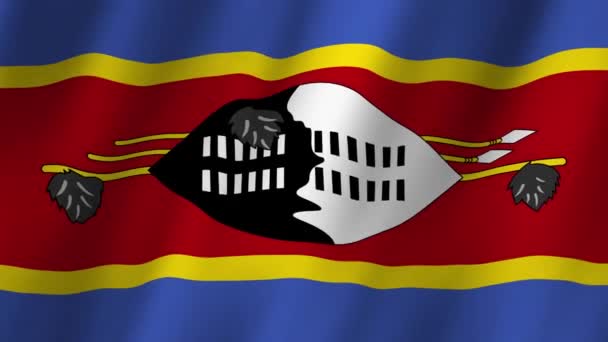 Eswatini Bayrağı Ulusal Eswatini Bayrağı Dalgalanıyor Eswatini Nin Rüzgarda Dalgalanan — Stok video