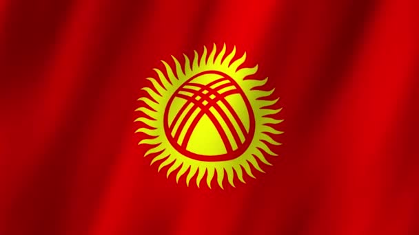 Прапор Киргизстану Державний Прапор Киргизстану Махав Хвилями Прапор Киргизстану Кадри — стокове відео