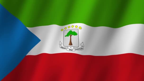 Bandiera Della Guinea Equatoriale Bandiera Nazionale Della Guinea Equatoriale Sventola — Video Stock
