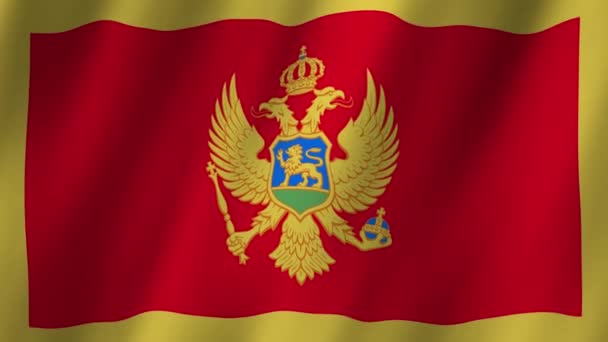 Прапор Чорногорії Національний Чорногорський Прапор Махав Прапор Чорногорії Кадри Відео — стокове відео