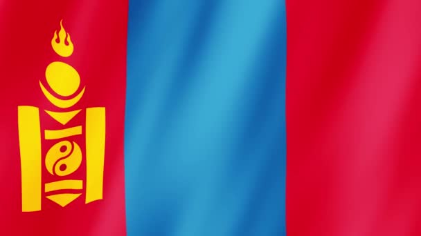 Bendera Mongolia Bendera Nasional Mongolia Melambai Bendera Video Mongolia Melambai — Stok Video