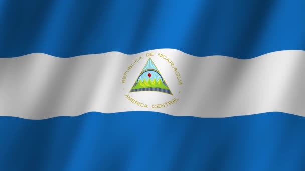 Bandiera Del Nicaragua Nazionale Bandiera Del Nicaragua Sventola Video Della — Video Stock