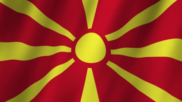 北马其顿国旗 国家3D北马其顿国旗飘扬 马其顿国旗视频在风中飘扬 北马其顿国旗4K动画 — 图库视频影像