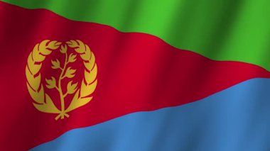 Eritre Bayrağı. Ulusal 3D Eritre bayrağı dalgalanıyor. Eritrea 'nın rüzgarda dalgalanan görüntülerinin bayrağı. Eritre 4K Canlandırması Bayrağı