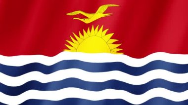 Kiribati Bayrağı. Ulusal 3d Kiribati bayrağı dalgalanıyor. Kiribati 'nin bayrağı rüzgarda sallanan video kaydı. Kiribati 4K Animasyon Bayrağı