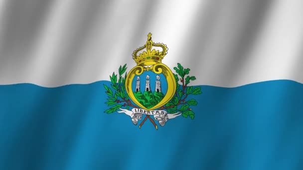 Bandeira San Marino Bandeira Nacional San Marino Acenando Bandeira San — Vídeo de Stock