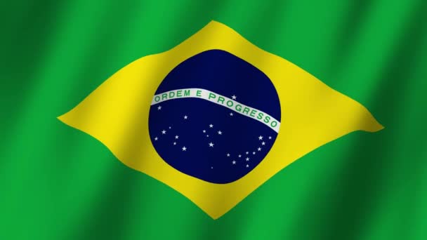 Bandiera Brasile Bandiera Del Brasile Filmato Sventolando Vento — Video Stock