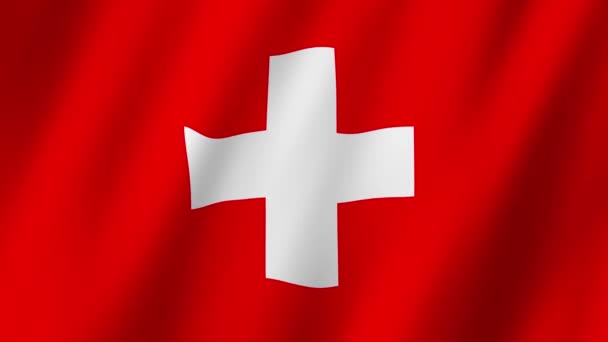 Švýcarská Vlajka Vlajka Švýcarska Záběry Video Mávání Větru — Stock video