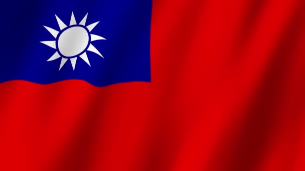 Tchajwanská Vlajka Vlajka Tchaj Wanu Záběry Video Vlnění Větru — Stock video
