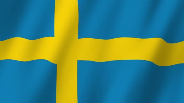 Švédská Vlajka Vlajka Švédska Záběry Video Mávání Větru — Stock video