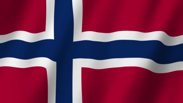 Norveç Bayrağı Norveç Rüzgarda Dalgalanan Görüntülerinin Bayrağı — Stok video