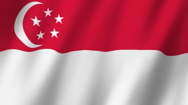 Bandera Singapur Bandera Singapur Vídeo Ondeando Viento — Vídeo de stock