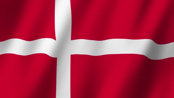 Bandera Dinamarca Bandera Dinamarca Vídeo Ondeando Viento — Vídeo de stock