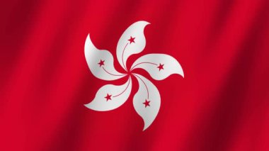 Hong Kong Bayrağı. Hong Kong 'un rüzgarda dalgalanan görüntülerinin bayrağı.. 