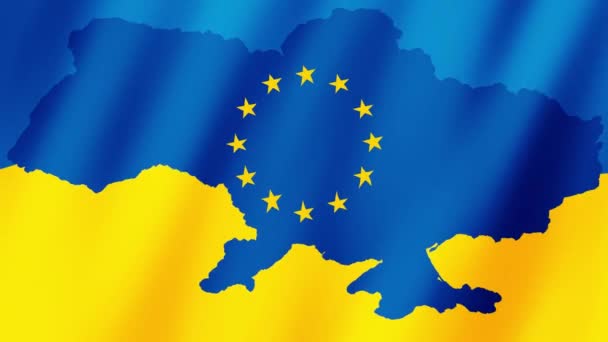 Ucrania Unión Europea Vídeo Ondeando Viento — Vídeo de stock