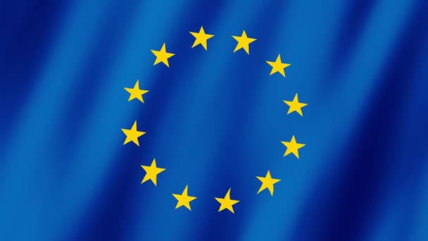 欧洲国旗 欧洲国旗视频在风中飘扬 — 图库视频影像